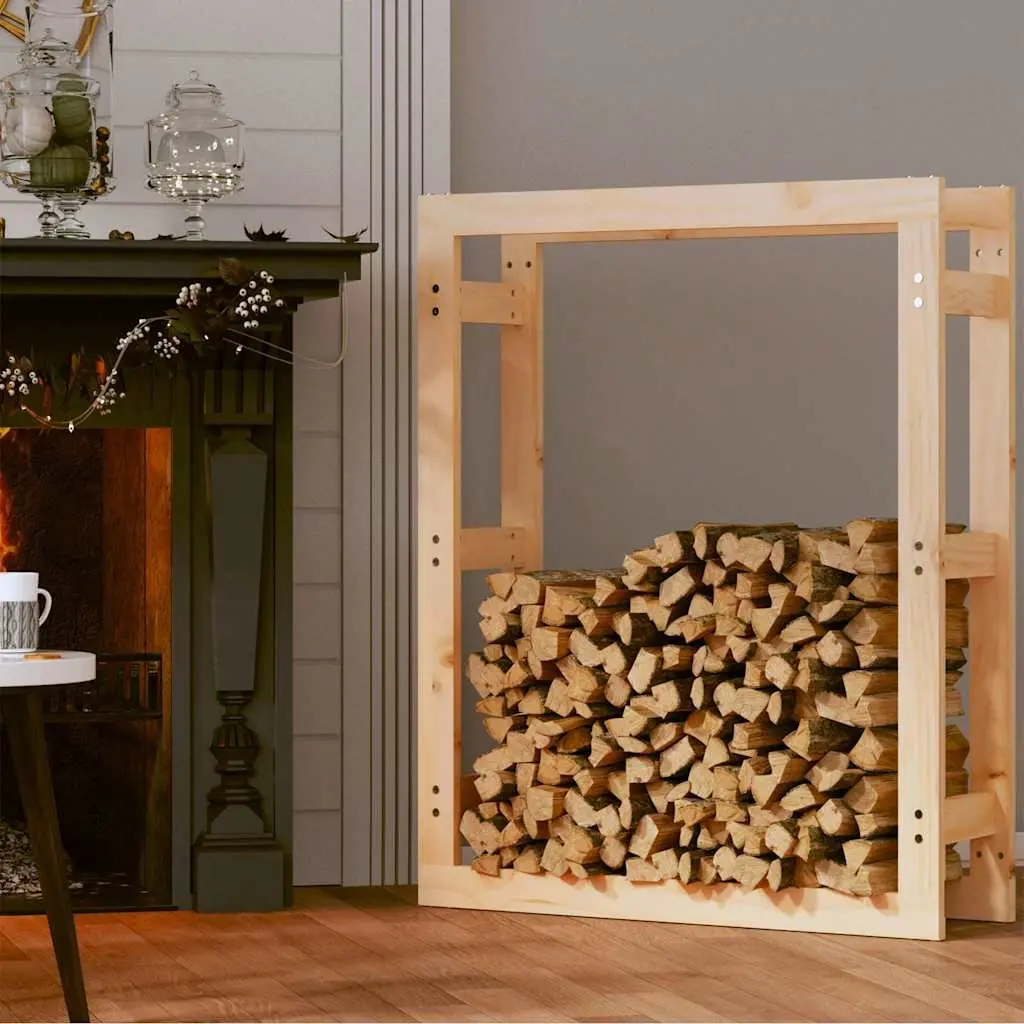 Firewood Rack Solid Pine Wood 80x25x100 cm Natural