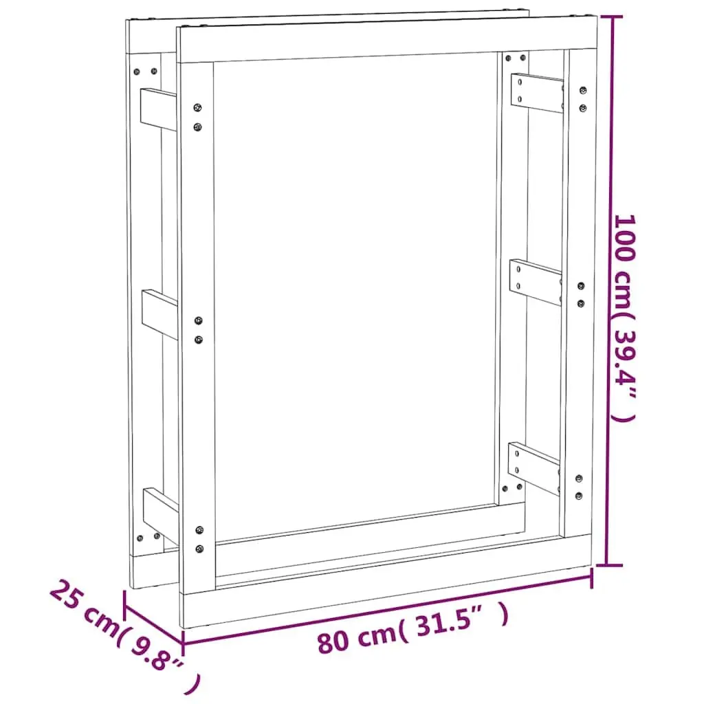 Firewood Rack Solid Pine Wood 80x25x100 cm Natural