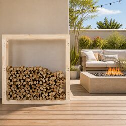 Solid Wood Firewood Rack Log Storage Stand Fireplace Accessories 100x25x100cm
