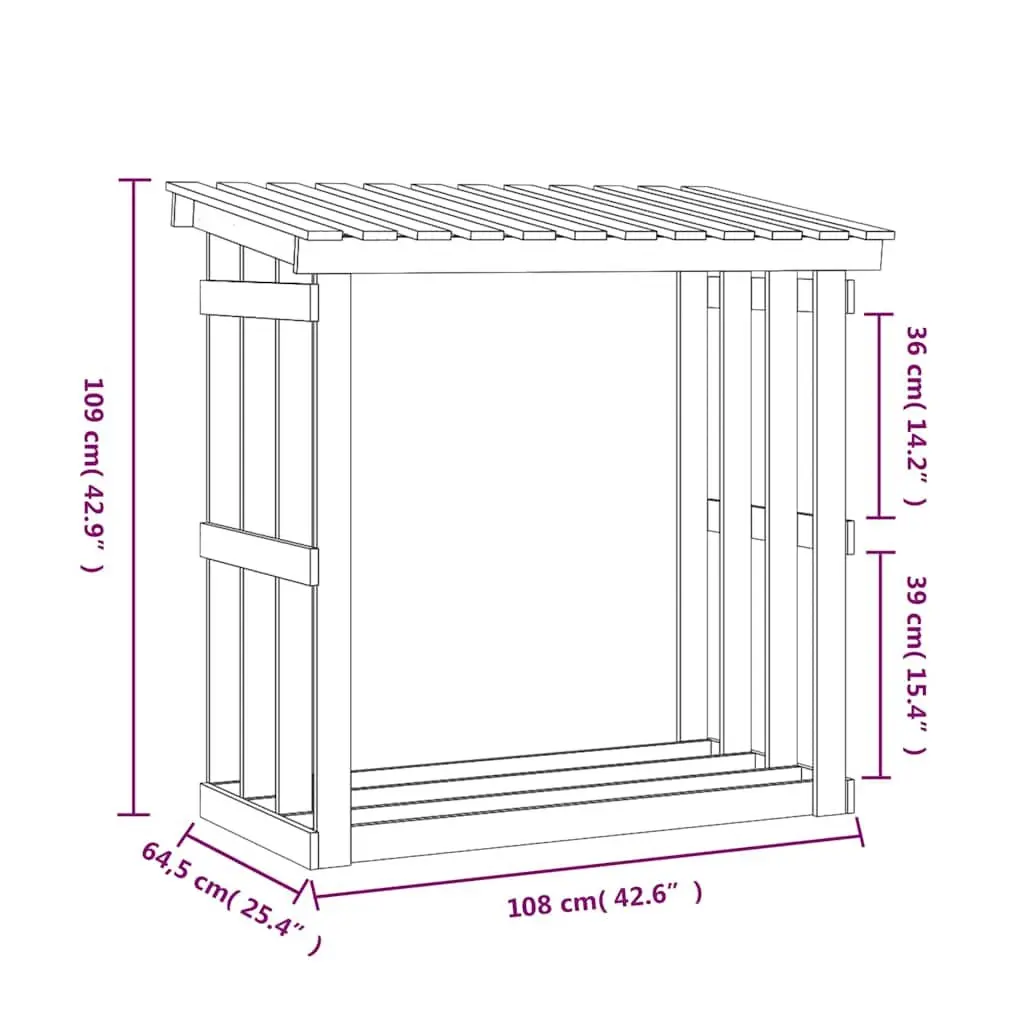 Firewood Rack Solid Pine Wood 108 x 64.5 x 109 cm Natural