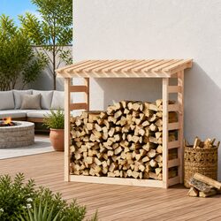 Firewood Rack Solid Pine Wood Log Storage 108x64.5x110cm Natural Holder