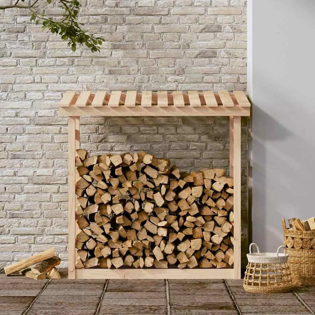 Solid Pine Wood Firewood Rack for Log Storage 108x64.5x110cm