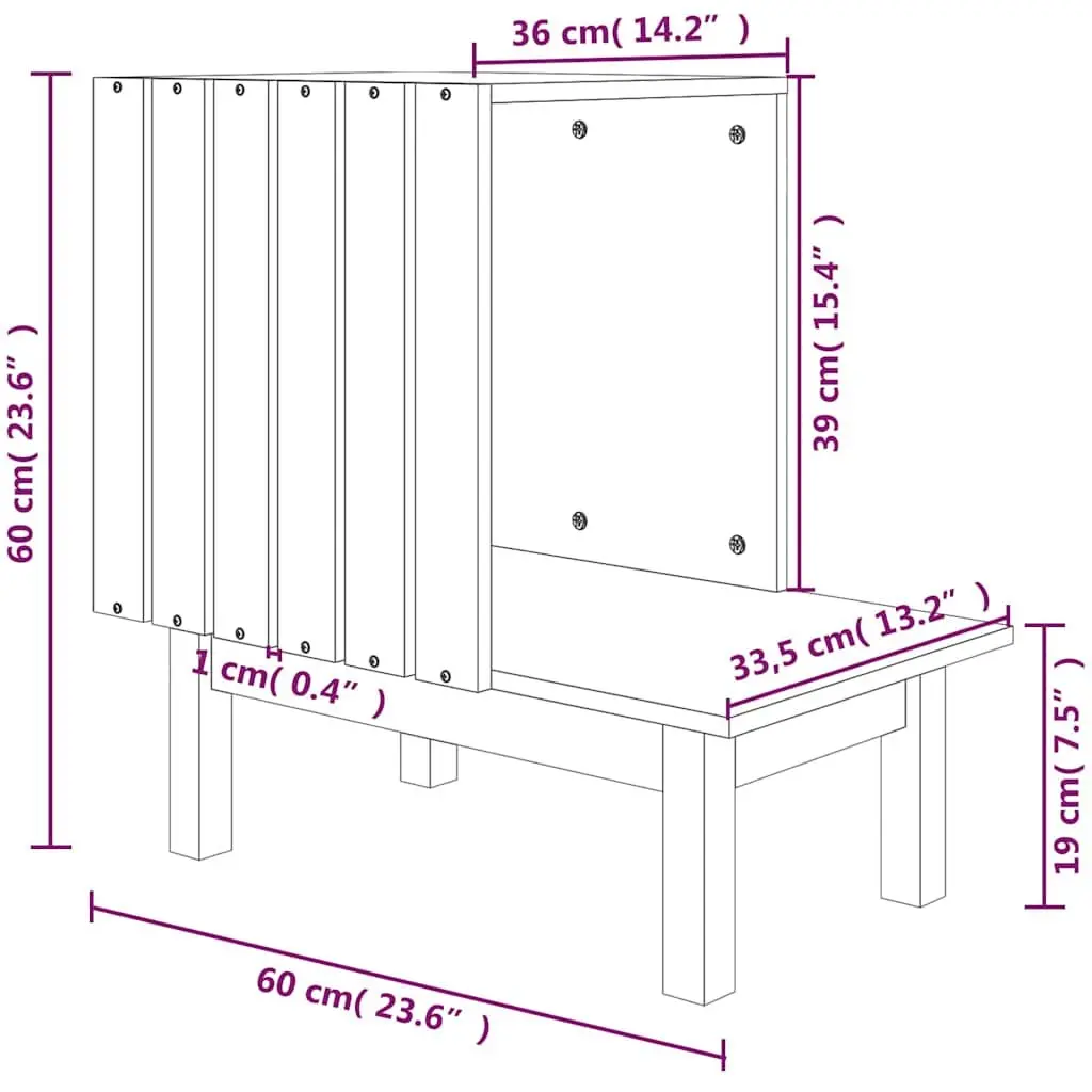 Solid Pine Wood Cat House 60x36x60 cm for Comfort