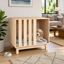 Durable Solid Pine Wood Dog House for Indoor and Outdoor Use