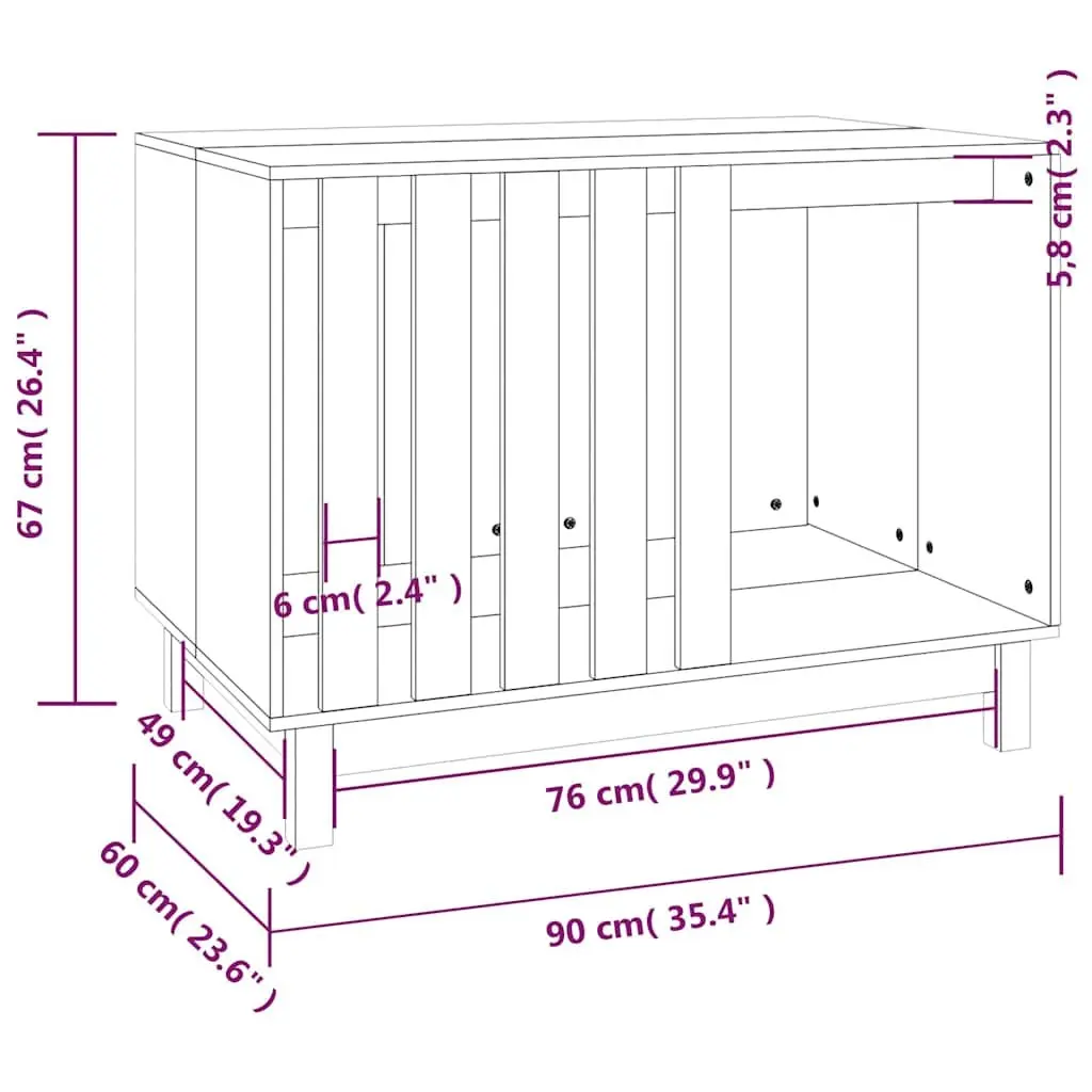 Solid Wood Dog House 90x60x67 cm for Pets