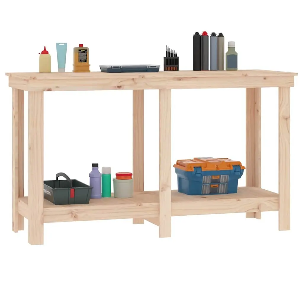 Solid Wood Pine Work Bench for Garage 140x50x80 cm