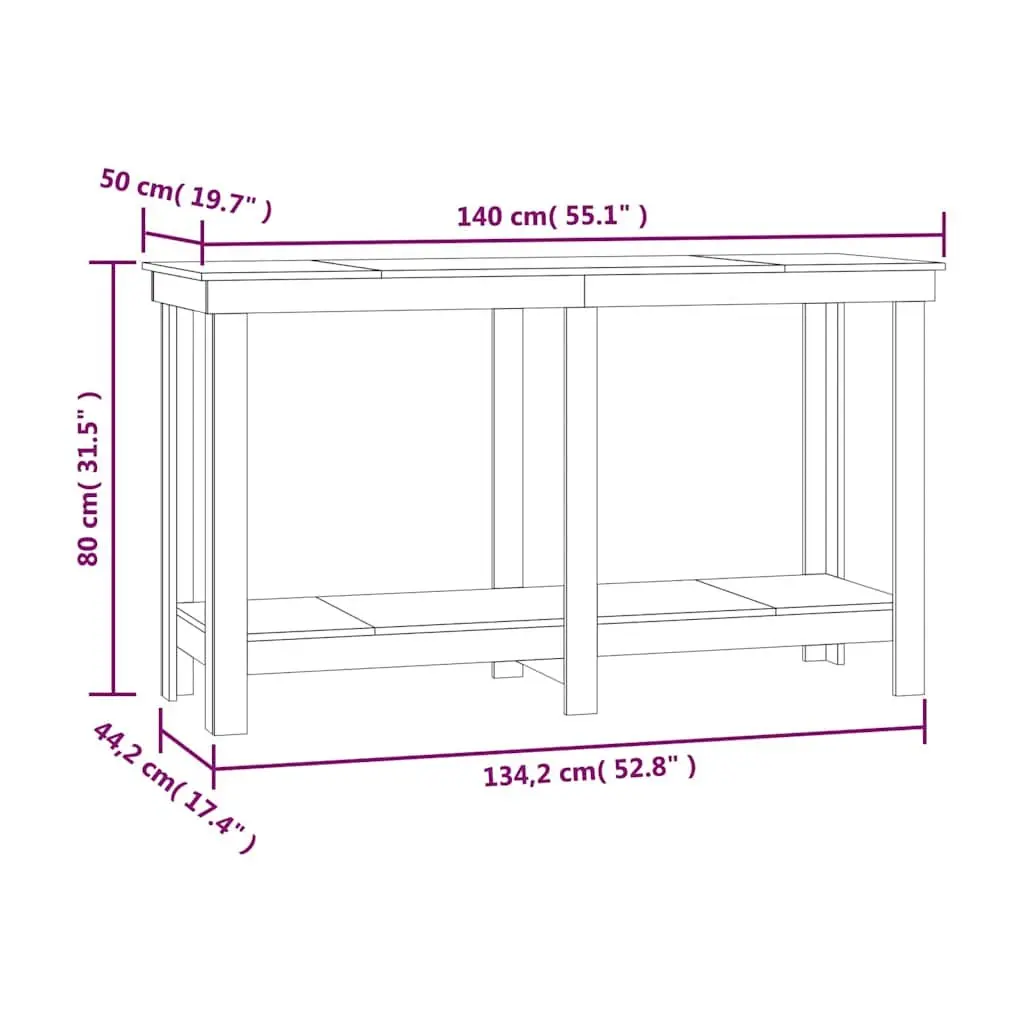 Solid Wood Pine Work Bench for Garage 140x50x80 cm