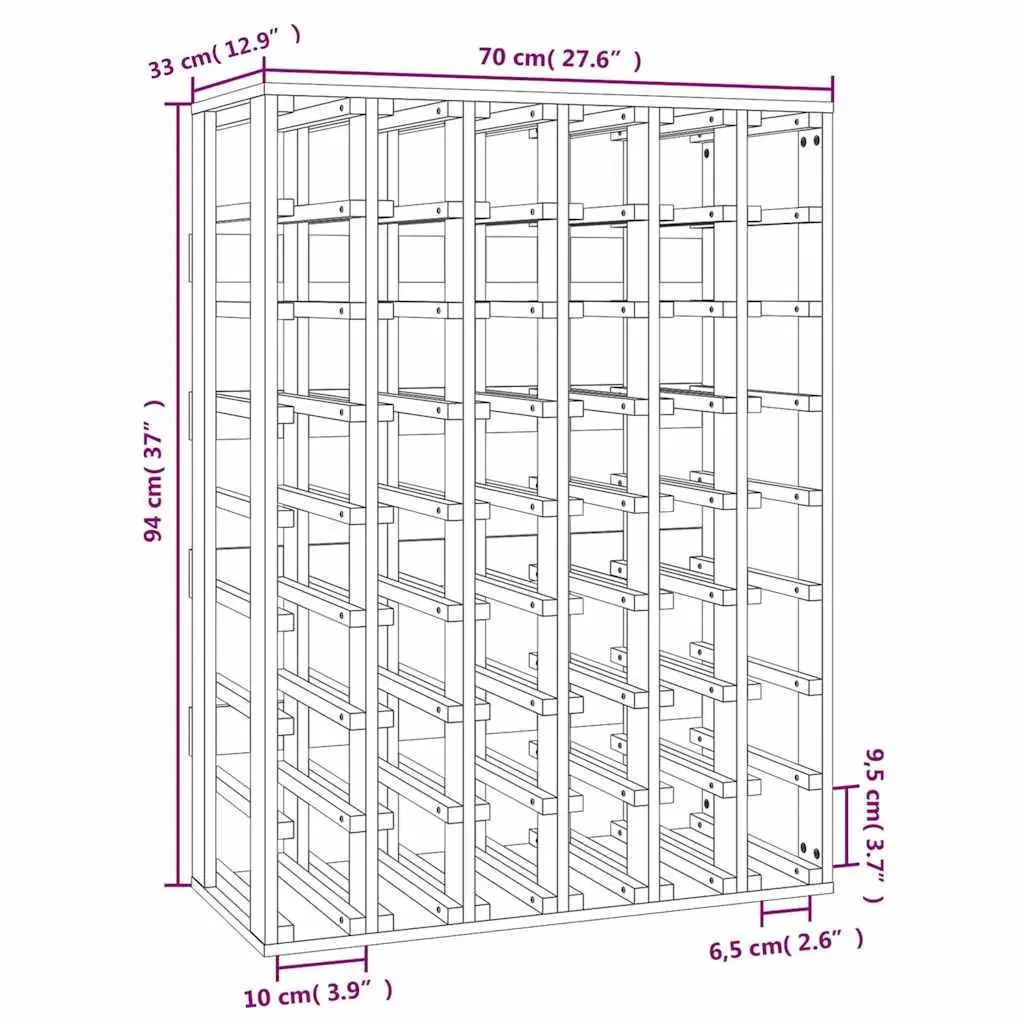 Solid Wood Pine Wine Rack 70x33x94 cm