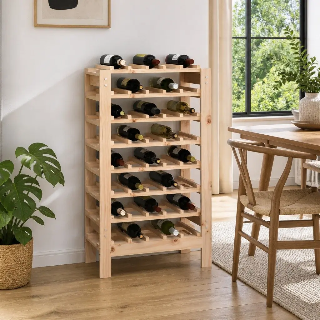 Brown Wooden Wine Rack for 40 Bottles