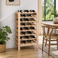 Stylish Brown Wooden Wine Rack for 40 Bottles