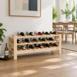 Brown Pine Wood Wine Rack for 30 Bottles - 109.5x30x42 cm