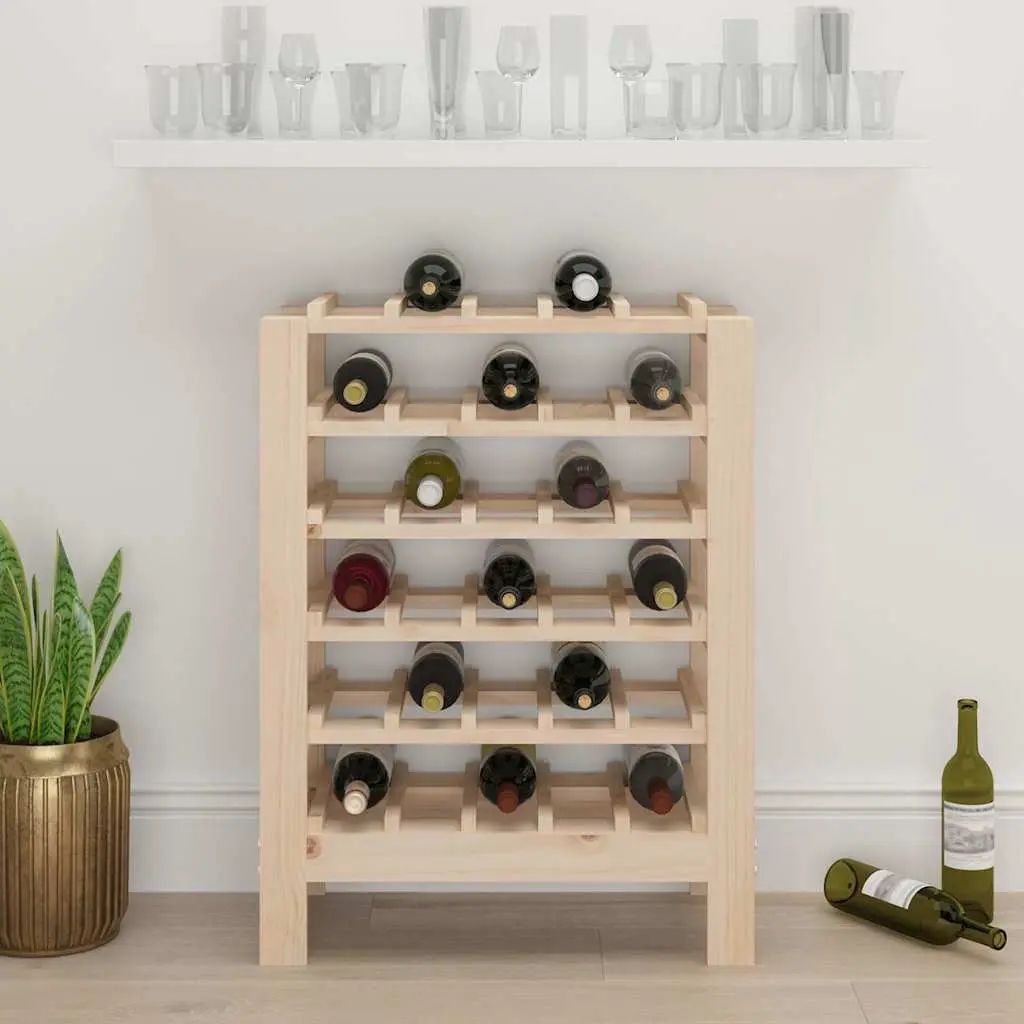 Solid Pine Wood Wine Rack Storage Cabinet 61.5x30x82 cm
