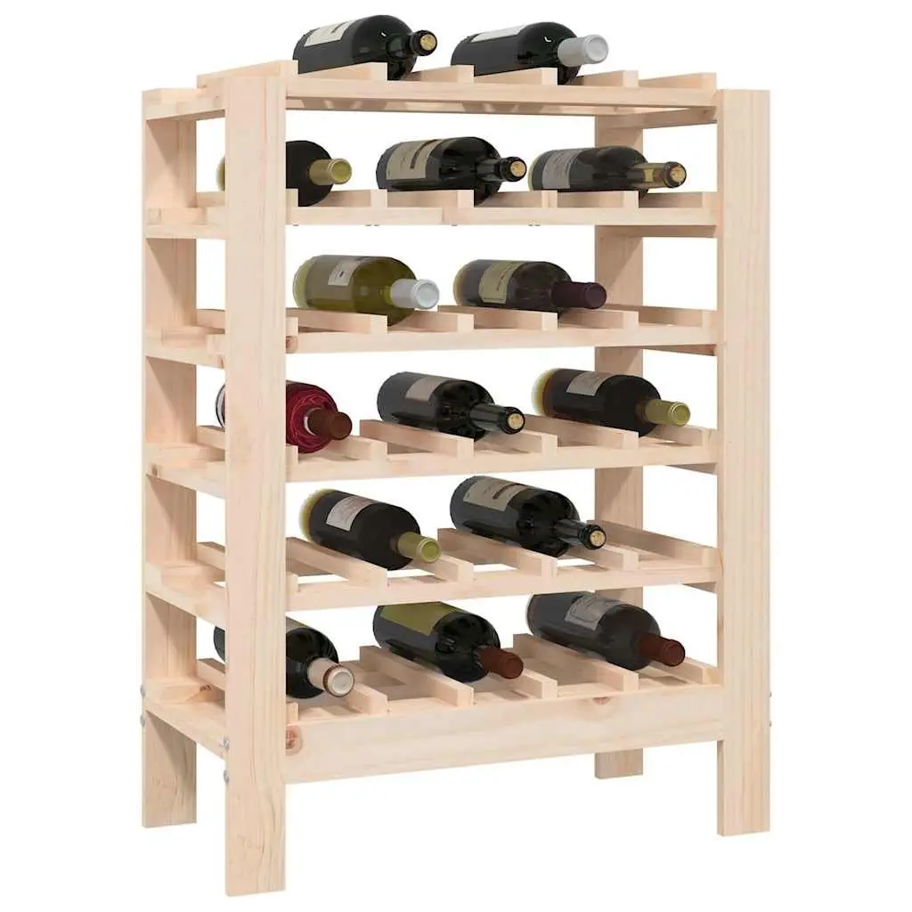 Solid Pine Wood Wine Rack Storage Cabinet 61.5x30x82 cm