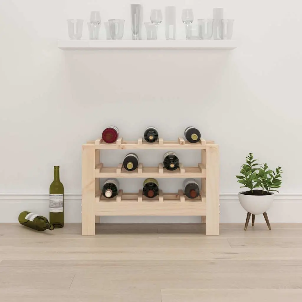 Solid Pine Wine Rack 61.5x30x42 cm Brown