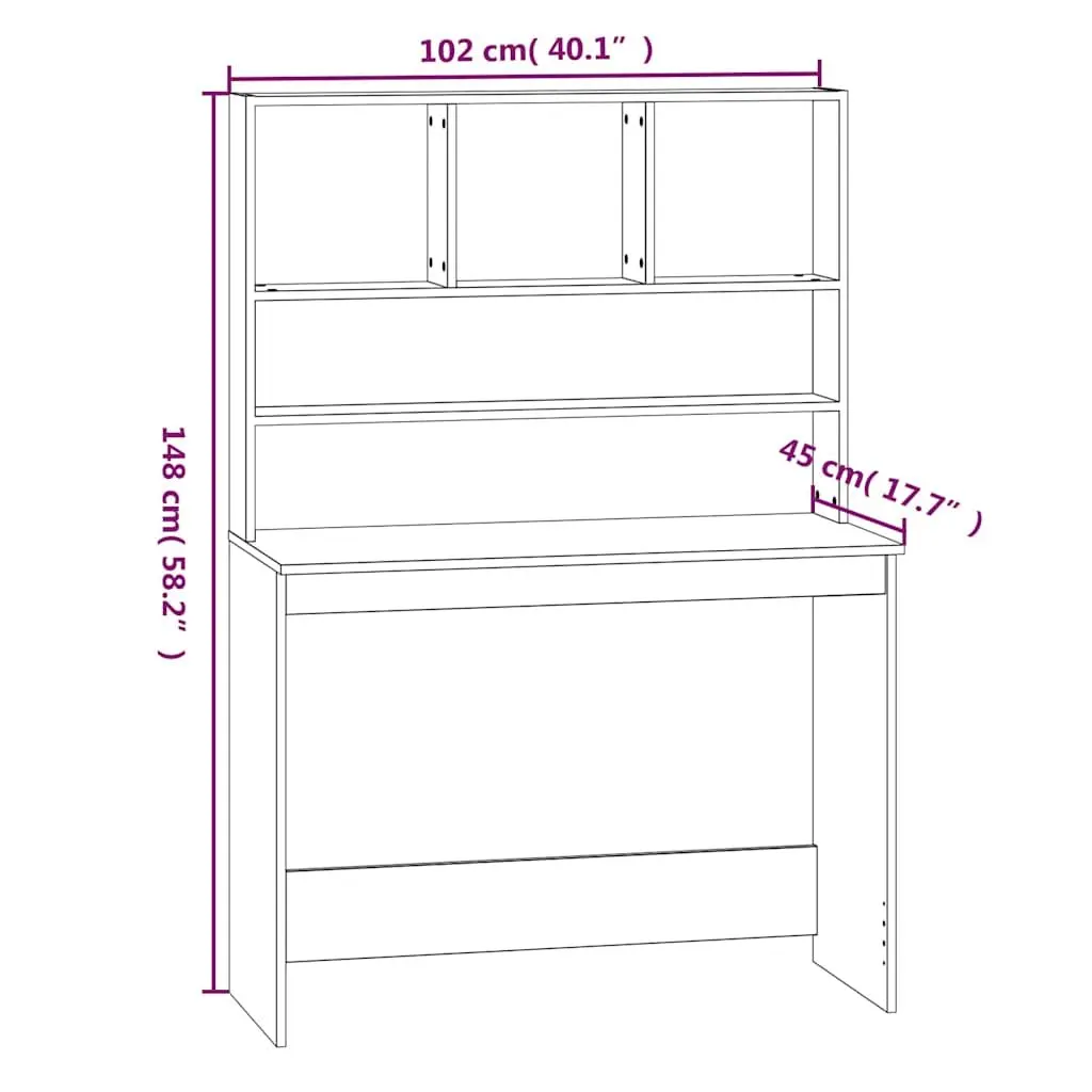 Desk Engineered Wood 102x45x148cm White