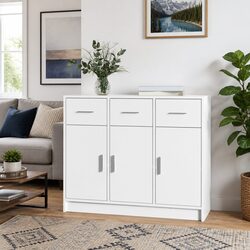 Premium White Sideboard Storage Cabinet 91x28x75cm