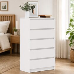 Elegant White Drawer Cabinet with 5 Durable Drawers