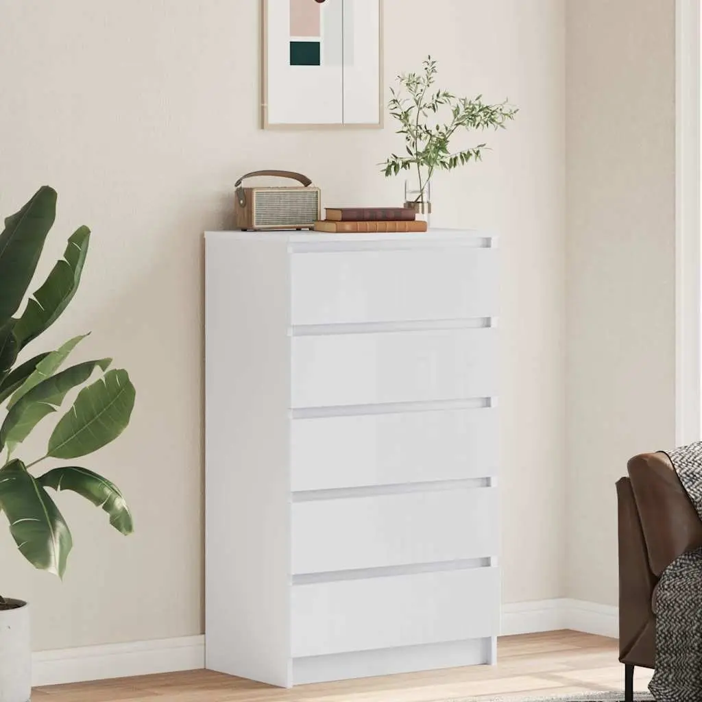 White Drawer Cabinet with 5 Durable Drawers