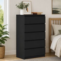 Stylish Black Drawer Cabinet with 5 Spacious Drawers