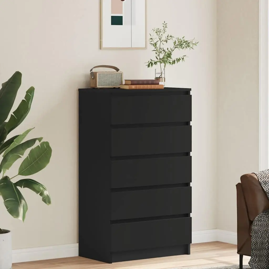 Black Drawer Cabinet with 5 Spacious Drawers