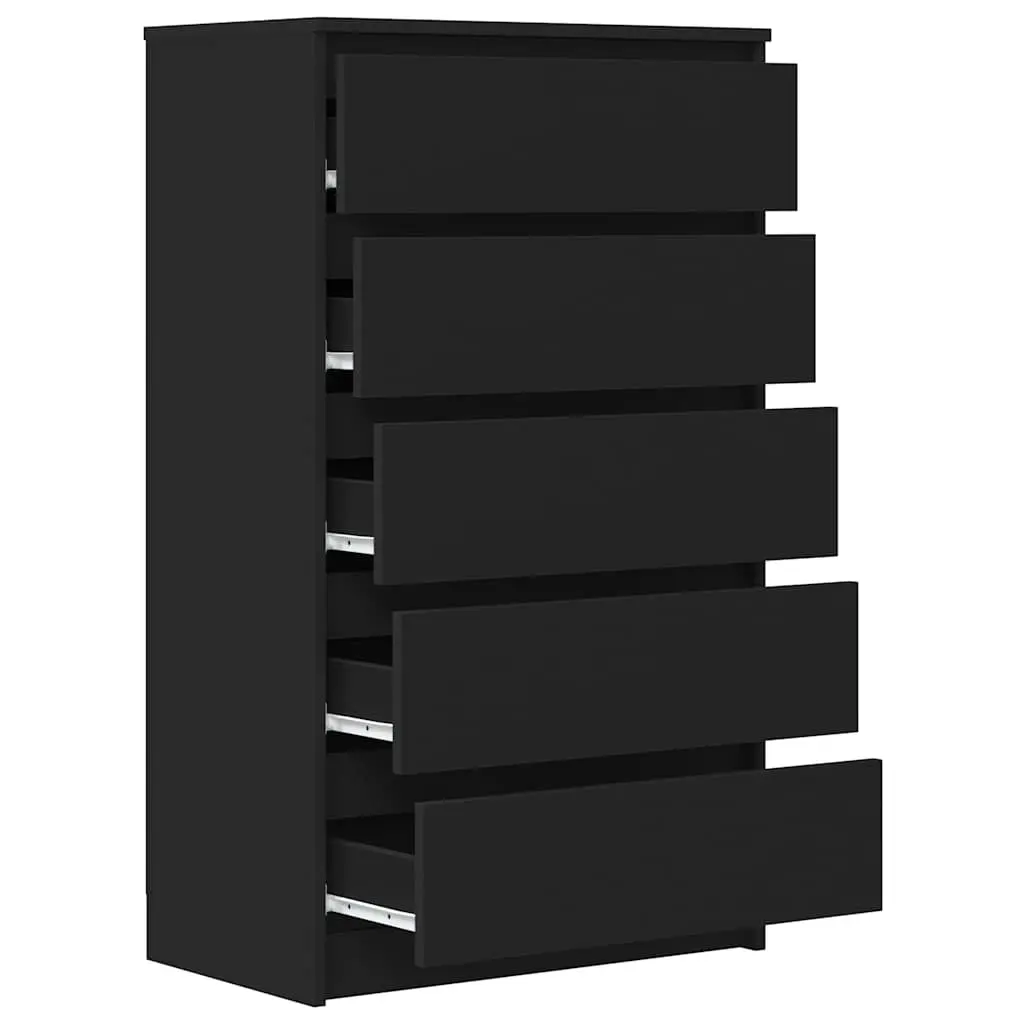 Black Drawer Cabinet with 5 Spacious Drawers