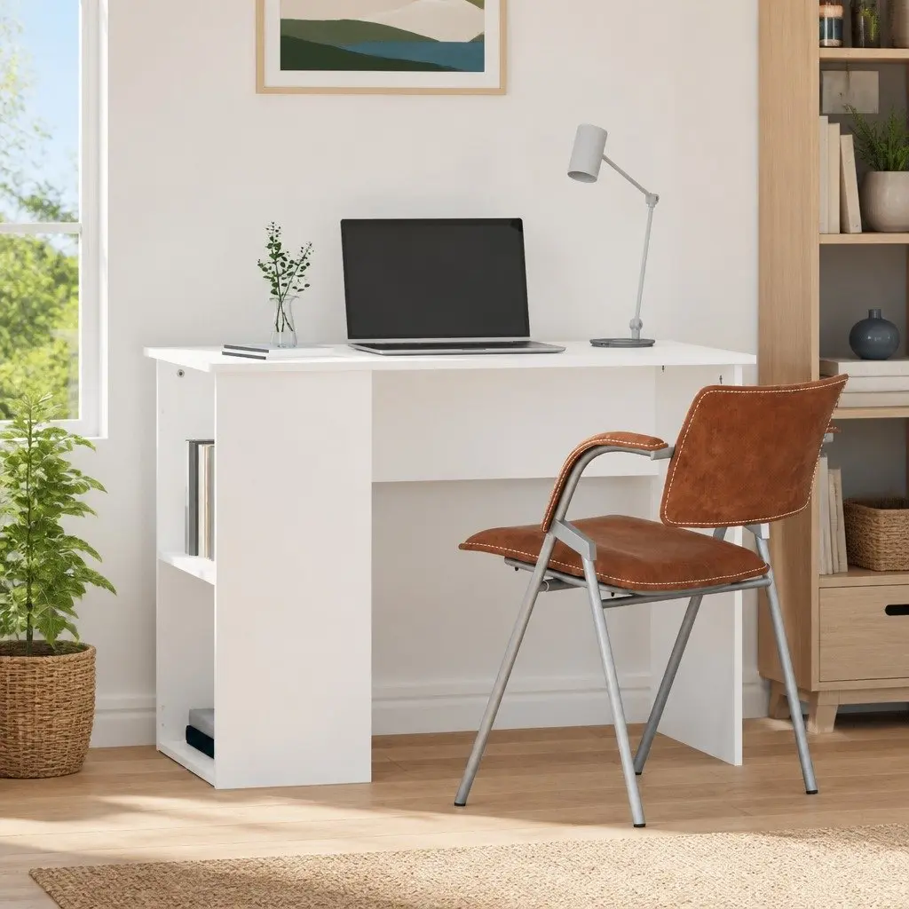 Office Desk Engineered Wood 100x55x75cm White