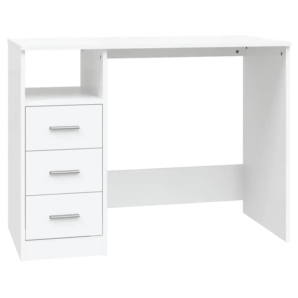 White Office Desk with 3 Drawers 102x50x76cm
