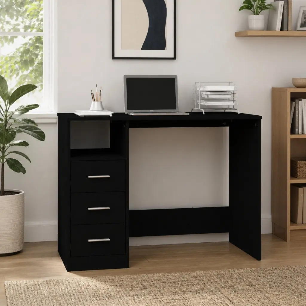 Office Desk with 3 Drawers and Open Compartment