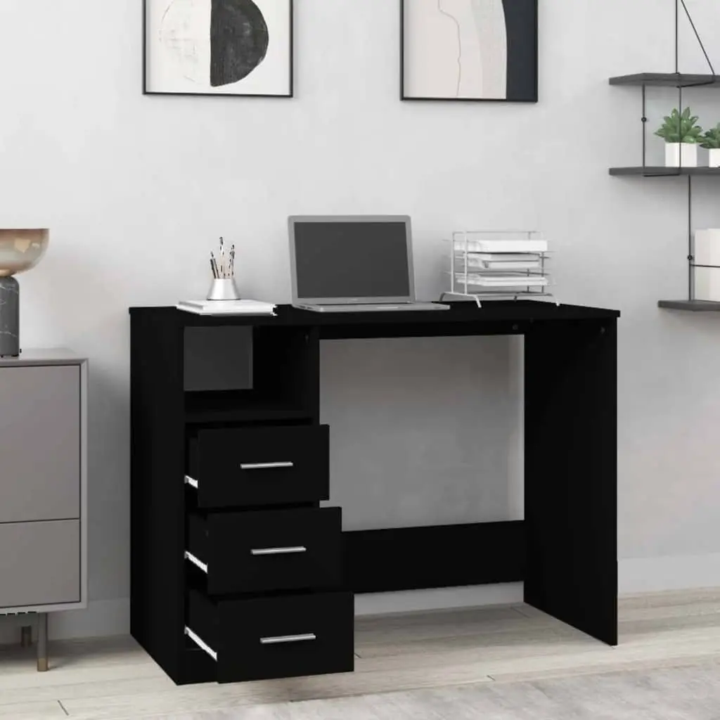 Office Desk with 3 Drawers and Open Compartment