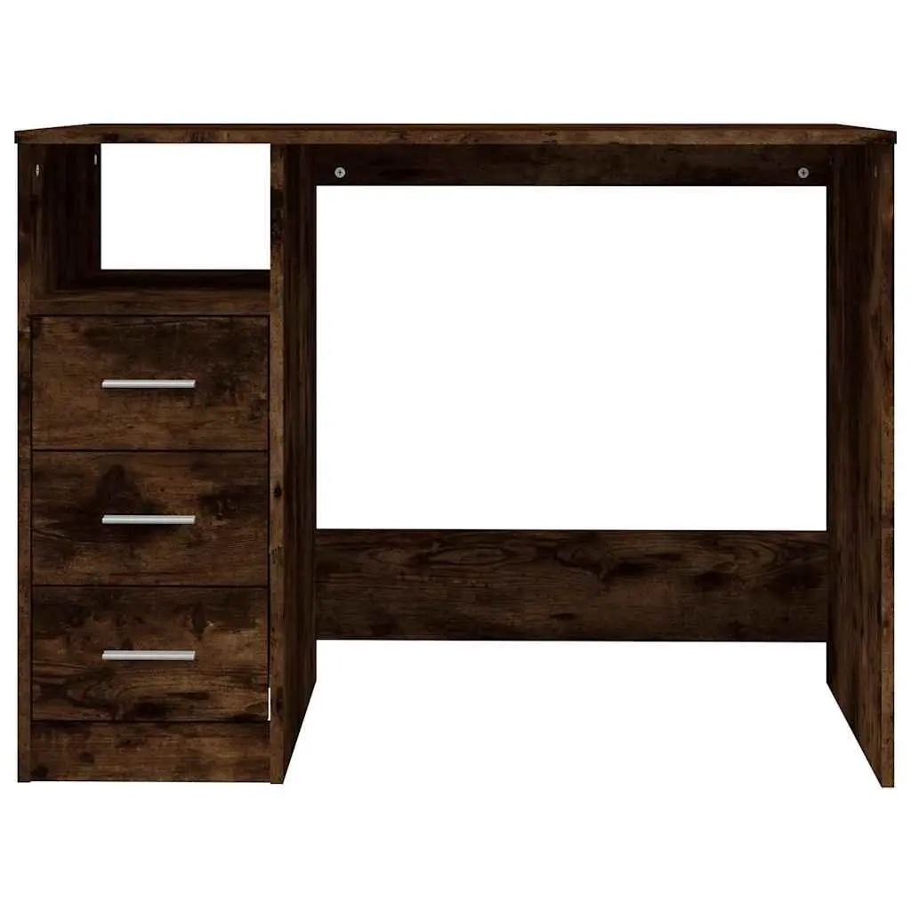 Brown Office Desk with 3 Drawers and Open Compartment
