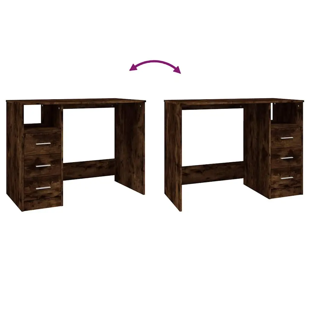 Brown Office Desk with 3 Drawers and Open Compartment