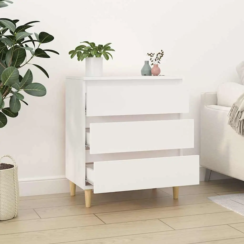 Sideboard Engineered Wood 60x35x70 cm White Storage Cabinet 3 Drawers