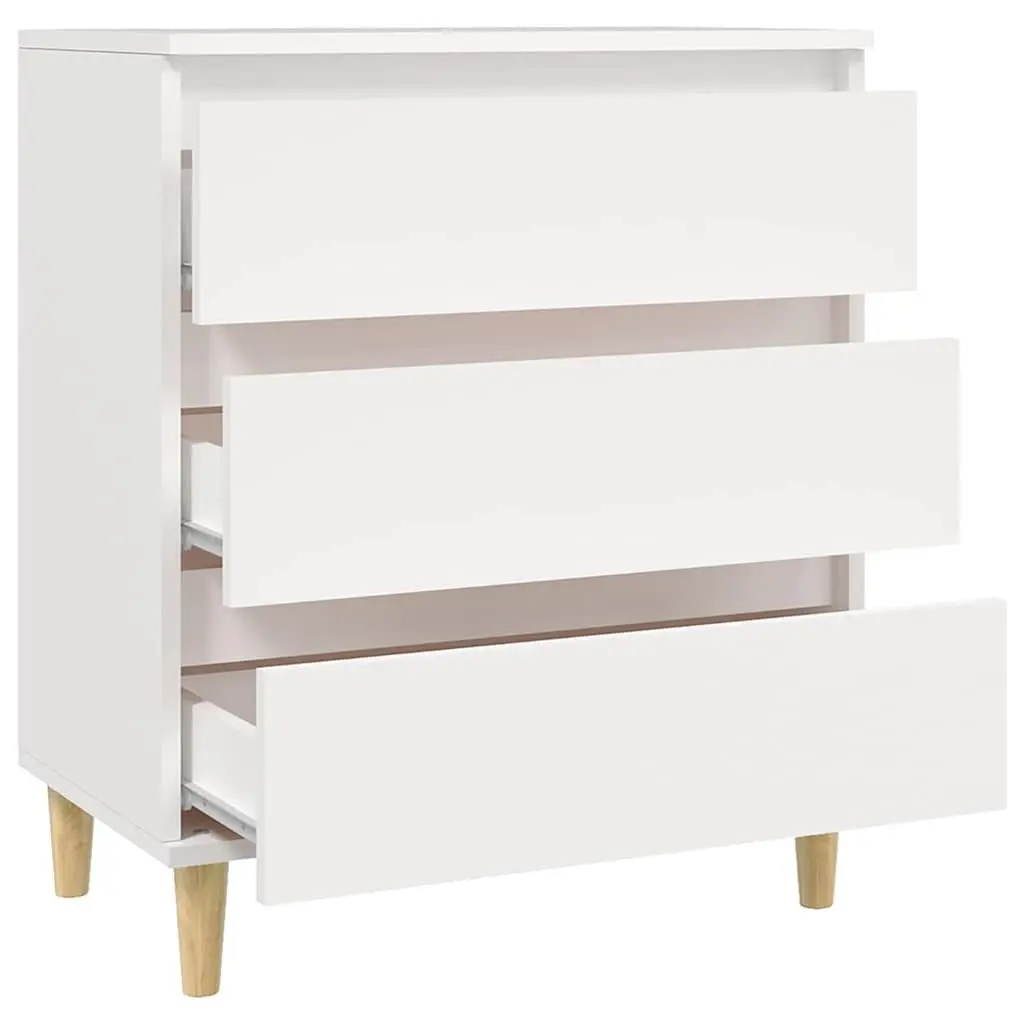 Sideboard Engineered Wood 60x35x70 cm White Storage Cabinet 3 Drawers