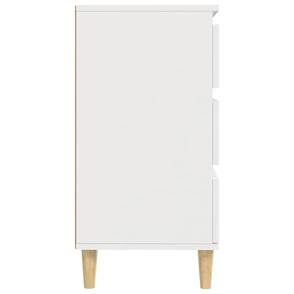 Sideboard Engineered Wood 60x35x70 cm White Storage Cabinet 3 Drawers