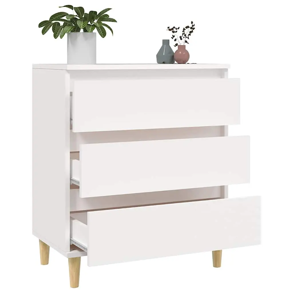 Sideboard Engineered Wood 60x35x70 cm White Storage Cabinet 3 Drawers
