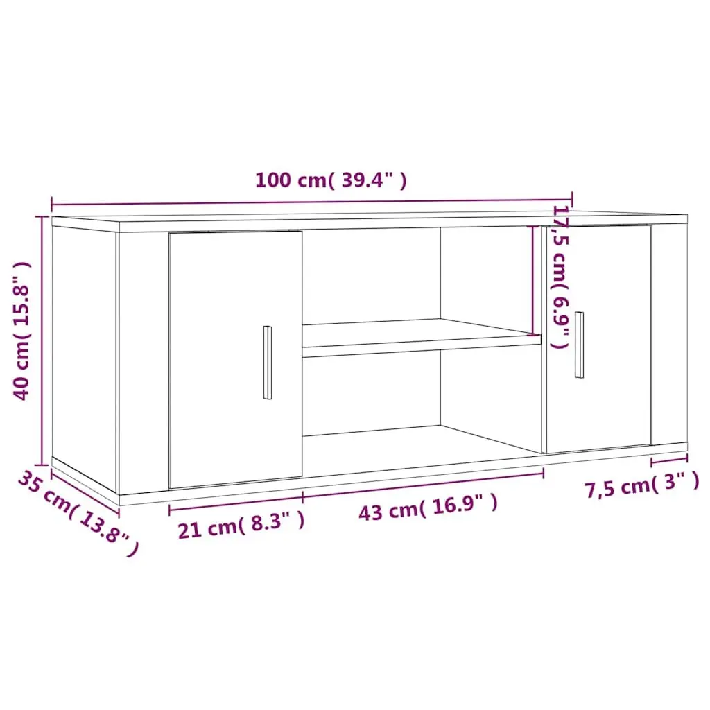 High Gloss White TV Cabinet with Storage Compartments