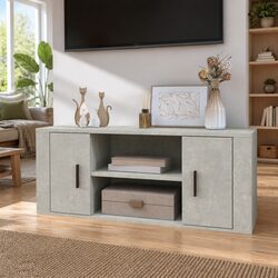 Sturdy Grey TV Cabinet with 4 Storage Compartments