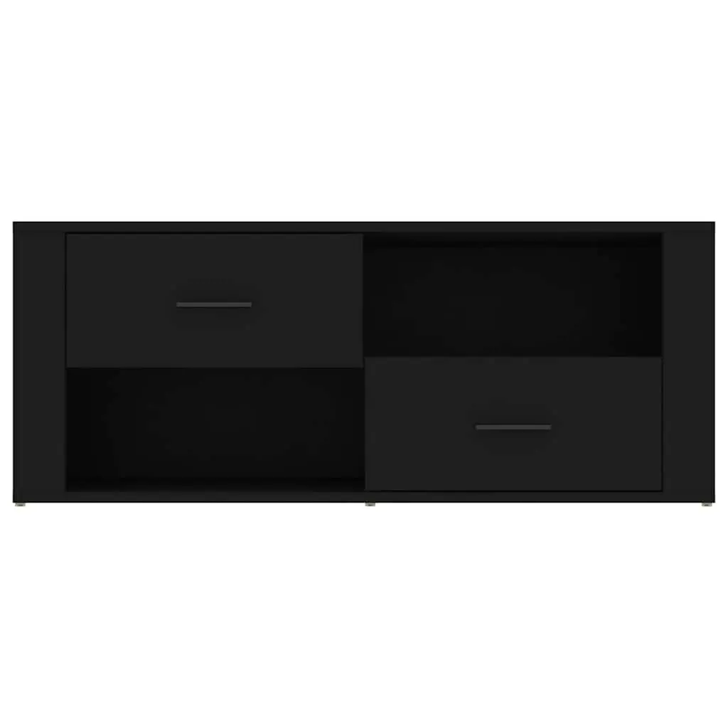 Black Engineered Wood TV Cabinet with Drawers