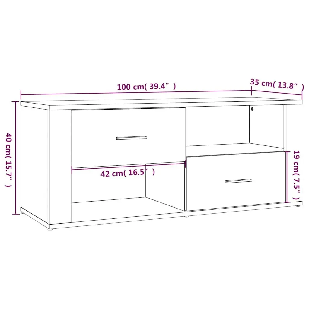 Black Engineered Wood TV Cabinet with Drawers