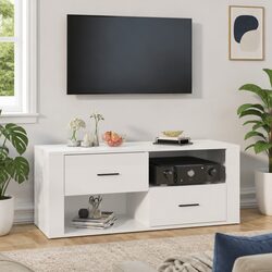 High Gloss White TV Cabinet with Ample Storage