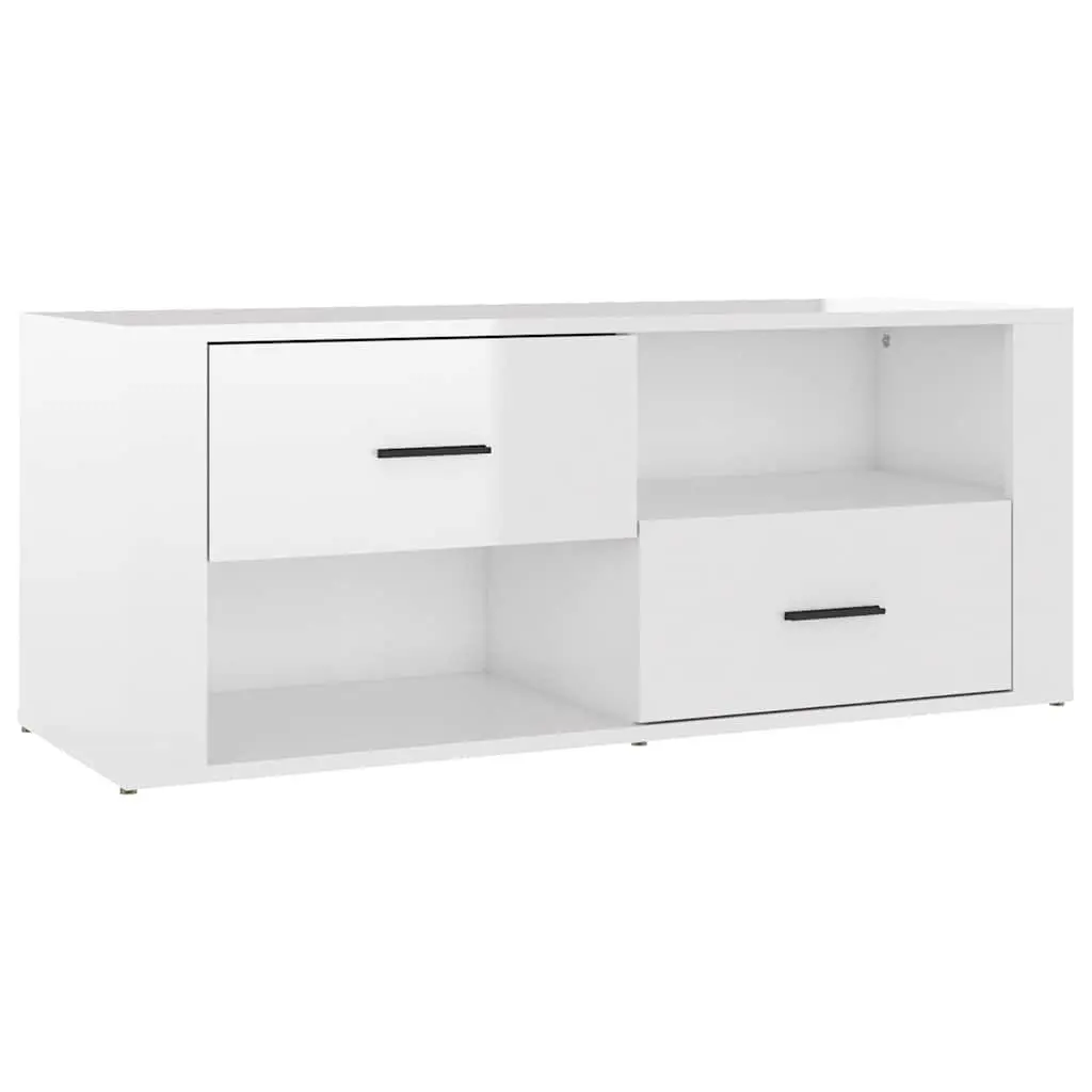 High Gloss White TV Cabinet with Ample Storage