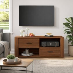 Sturdy Brown Oak TV Cabinet 100x35x40 cm Storage Unit
