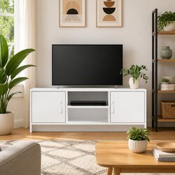 Stylish White TV Cabinet with Ample Storage