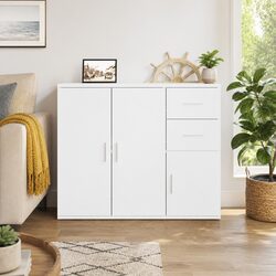 High-Quality White Sideboard 91x29.5x75 cm Storage Cabinet