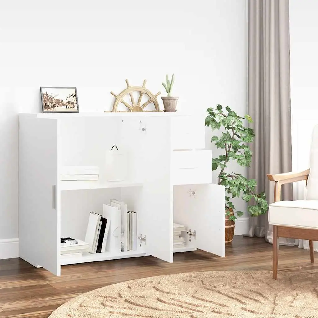 White Sideboard 91x29.5x75 cm Storage Cabinet