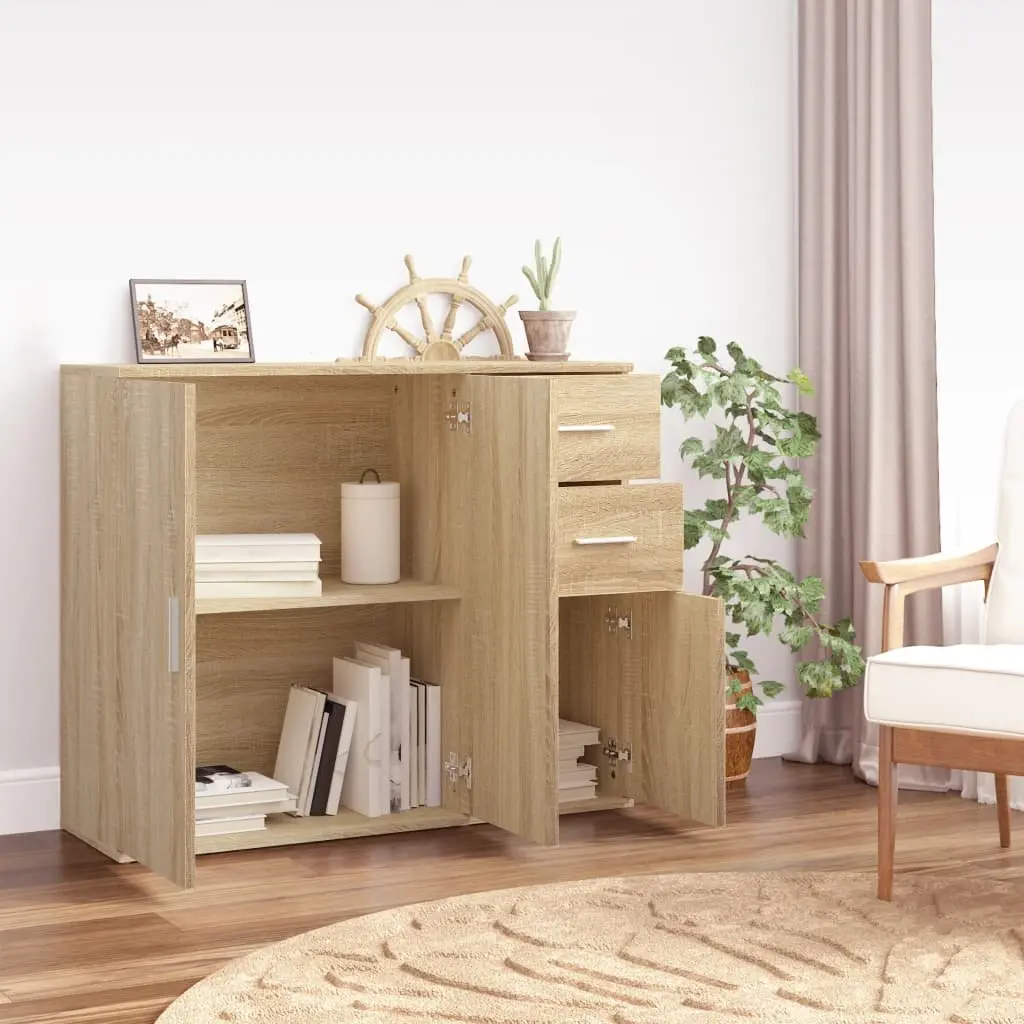 Brown Engineered Wood Sideboard Cabinet 91x29.5x75cm