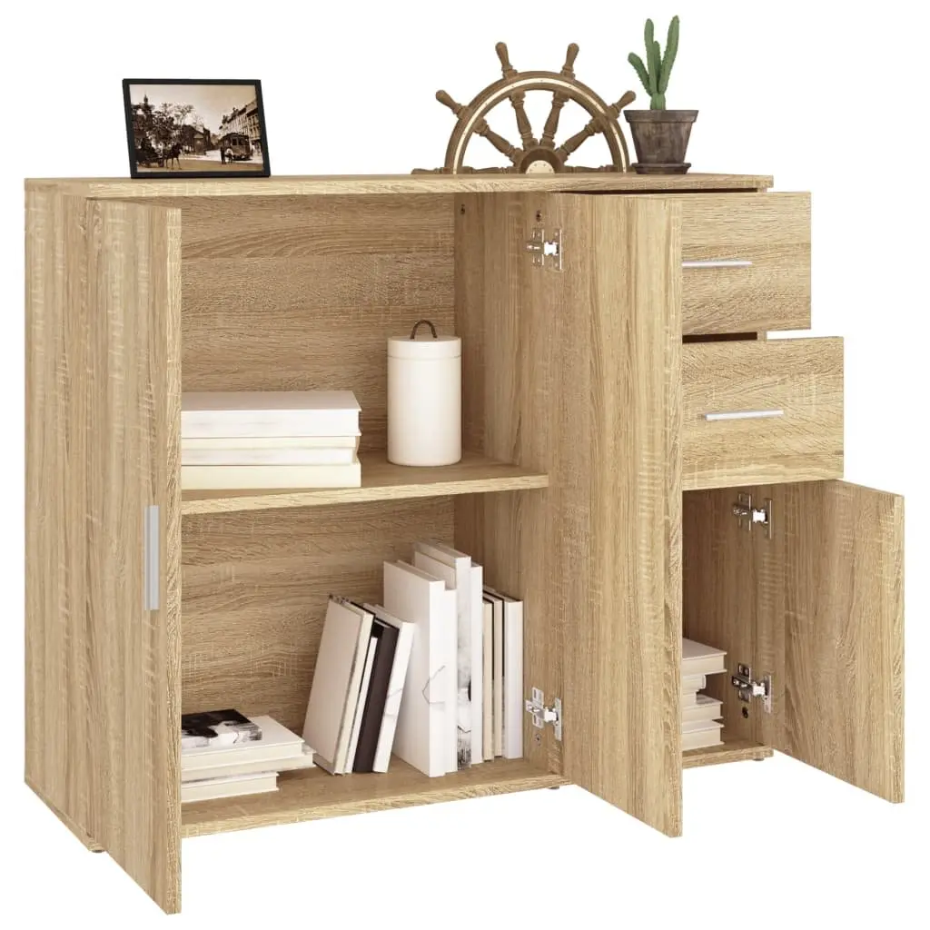 Brown Engineered Wood Sideboard Cabinet 91x29.5x75cm