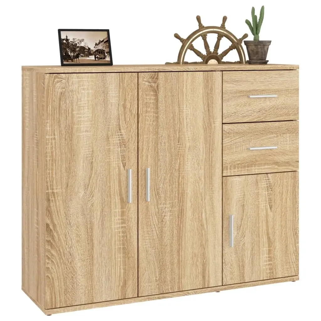 Brown Engineered Wood Sideboard Cabinet 91x29.5x75cm
