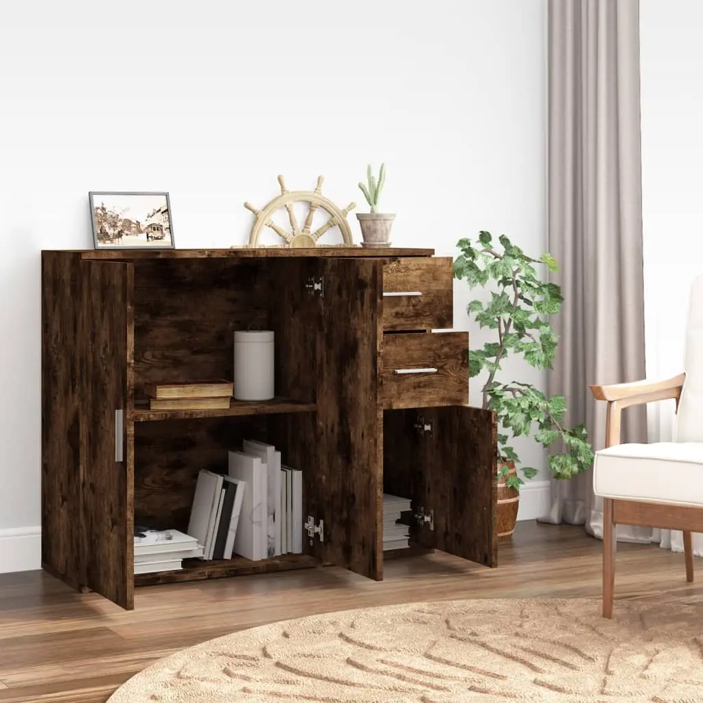 Engineered Wood Brown Sideboard Storage Cabinet 91x29.5x75cm