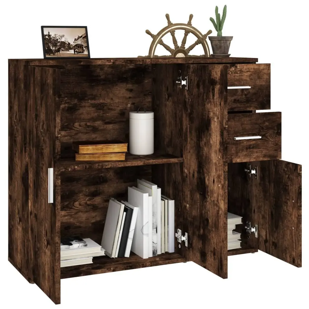 Engineered Wood Brown Sideboard Storage Cabinet 91x29.5x75cm
